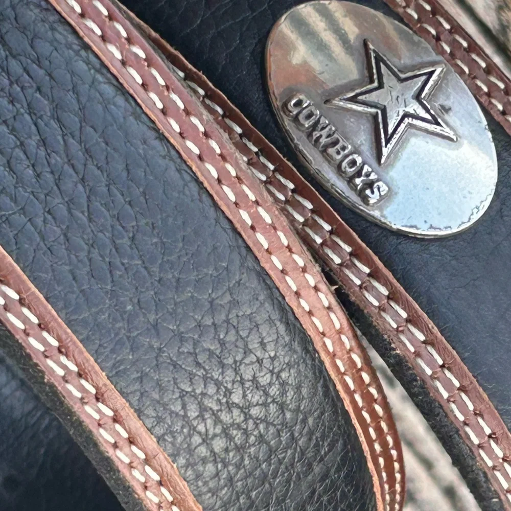 Dallas Cowboys Leather Belt NFL Western Style Concho Logo Black Brown size 38